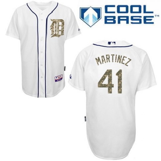Men's Majestic Detroit Tigers #41 Victor Martinez Authentic White USMC Cool Base MLB Jersey - Ujersey