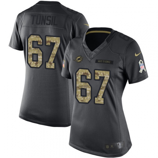 Women's Nike Miami Dolphins #67 Laremy Tunsil Limited Black 2016 Salute to Service NFL Jersey - Ujersey