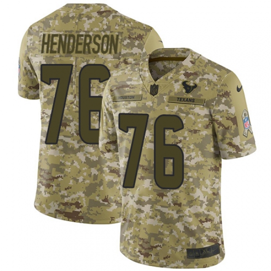 Men's Nike Houston Texans #76 Seantrel Henderson Limited Camo 2018 Salute to Service NFL Jersey - Ujersey