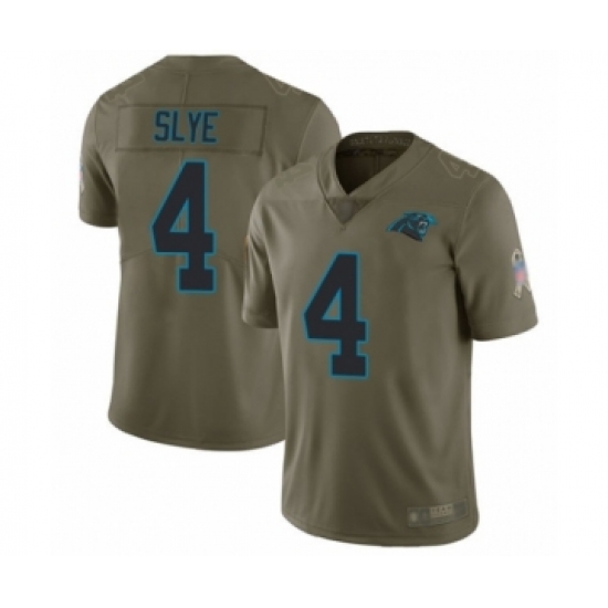 Men's Carolina Panthers #4 Joey Slye Limited Olive 2017 Salute to Service Football Jersey - Ujersey