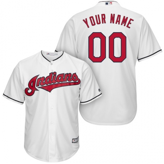 Men's Cleveland Indians Majestic White Cool Base Custom Jersey - Ujersey
