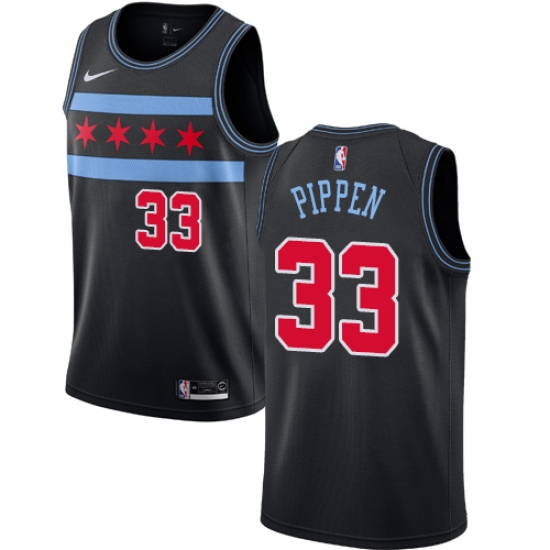 Men's Nike Chicago Bulls #33 Scottie Pippen Swingman Black NBA Jersey - City Edition - Ujersey