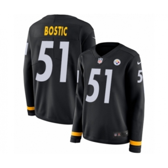 Women's Nike Pittsburgh Steelers #51 Jon Bostic Limited Black Therma Long Sleeve NFL Jersey - Ujersey