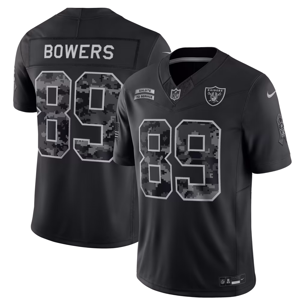 Men's Las Vegas Raiders Brock Bowers Nike Black 2026 Salute to Service Stitched Limited Jersey - Ujersey
