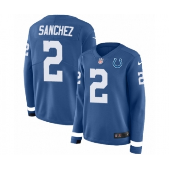 Women's Nike Indianapolis Colts #2 Rigoberto Sanchez Limited Blue Therma Long Sleeve NFL Jersey - Ujersey