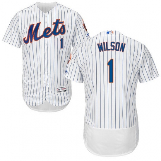 Men's Majestic New York Mets #1 Mookie Wilson White Home Flex Base Authentic Collection MLB Jersey - Ujersey