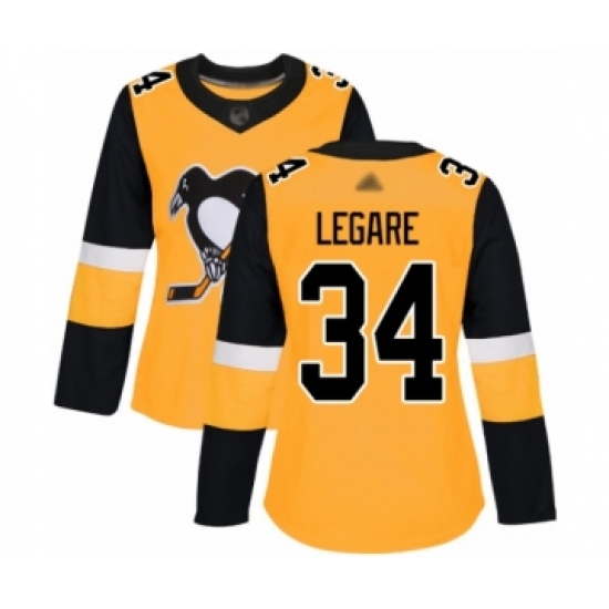 Women's Pittsburgh Penguins #34 Nathan Legare Authentic Gold Alternate Hockey Jersey - Ujersey