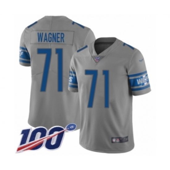 Men's Detroit Lions #71 Ricky Wagner Limited Gray Inverted Legend 100th Season Football Jersey - Ujersey