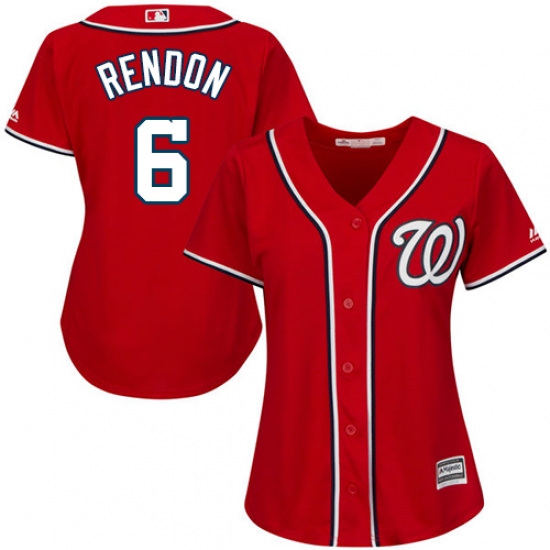 Women's Majestic Washington Nationals #6 Anthony Rendon Replica Red Alternate 1 Cool Base MLB Jersey - Ujersey