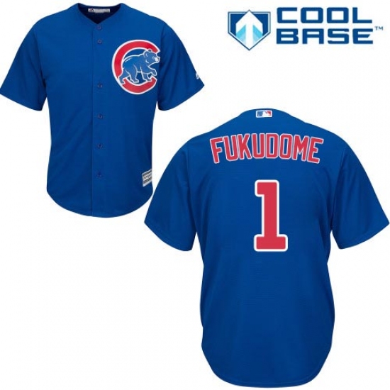 Men's Majestic Chicago Cubs #1 Kosuke Fukudome Replica Royal Blue Alternate Cool Base MLB Jersey - Ujersey