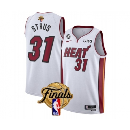 Men's Miami Heat #31 Max Strus White 2023 Finals Association Edition With NO.6 Stitched Basketball Jersey - Ujersey
