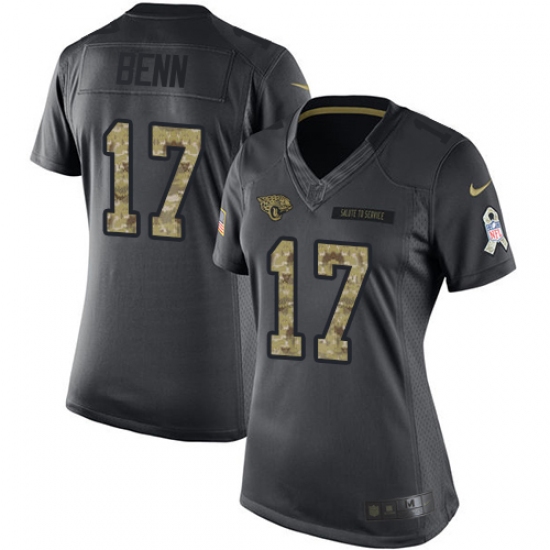 Women's Nike Jacksonville Jaguars #17 Arrelious Benn Limited Black 2016 Salute to Service NFL Jersey - Ujersey