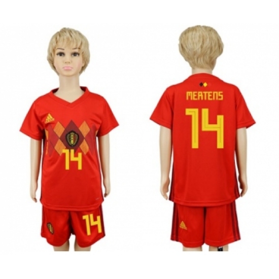 Belgium #14 Mertens Red Home Kid Soccer Country Jersey