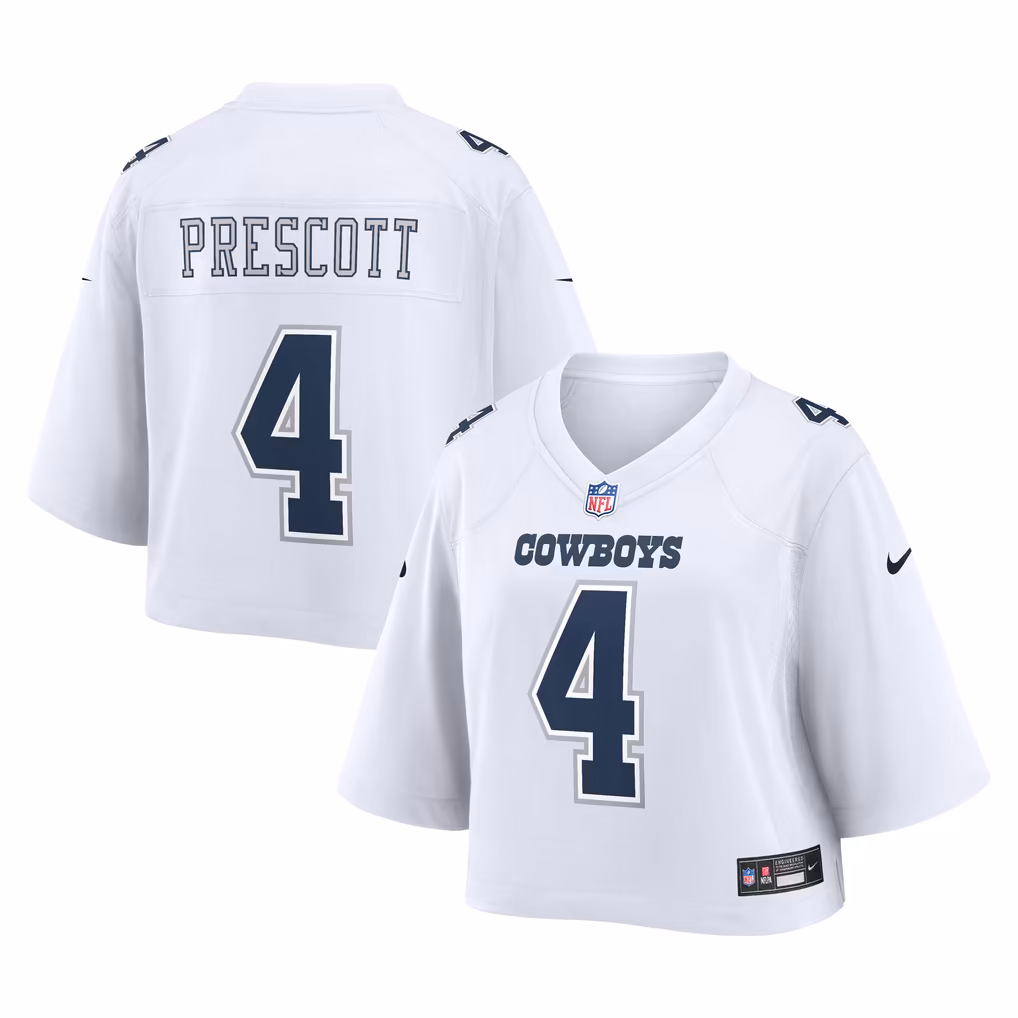 Women's Dallas Cowboys Dak Prescott Nike White Cropped Fashion Game Jersey - Ujersey