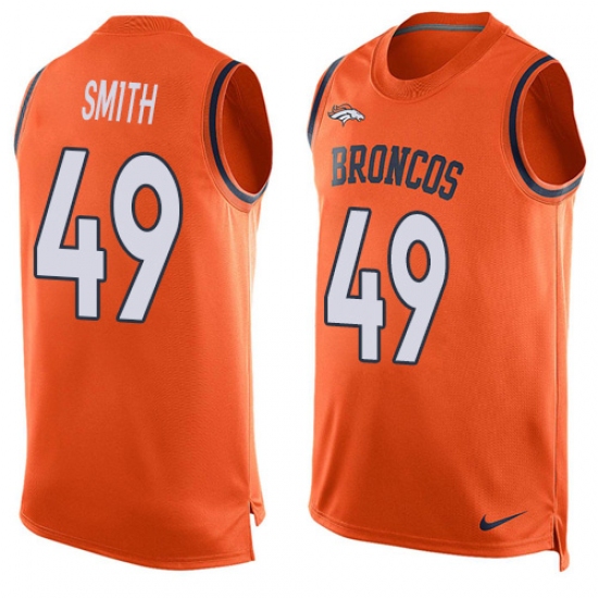 Men's Nike Denver Broncos #49 Dennis Smith Limited Orange Player Name & Number Tank Top NFL Jersey - Ujersey