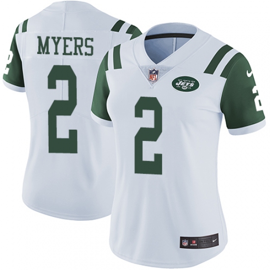 Women Nike New York Jets #2 Jason Myers White Vapor Untouchable Limited Player NFL Jersey - Ujersey