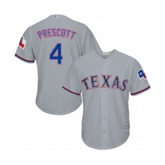 Youth Texas Rangers #4 Dak Prescott Authentic Grey Road Cool Base Baseball Jersey - Ujersey