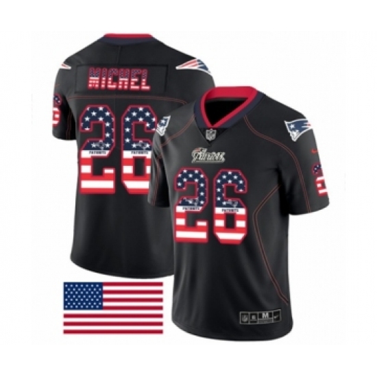 Men's Nike New England Patriots #26 Sony Michel Limited Black Rush USA Flag NFL Jersey - Ujersey