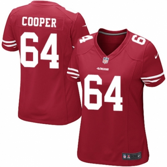 Women's Nike San Francisco 49ers #64 Jonathan Cooper Game Red Team Color NFL Jersey - Ujersey