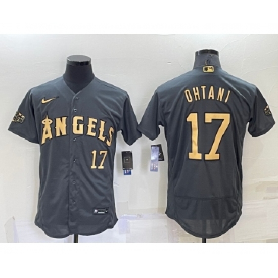 Men's Los Angeles Angels #17 Shohei Ohtani Number Grey 2022 All Star Stitched Flex Base Nike Jersey - Ujersey
