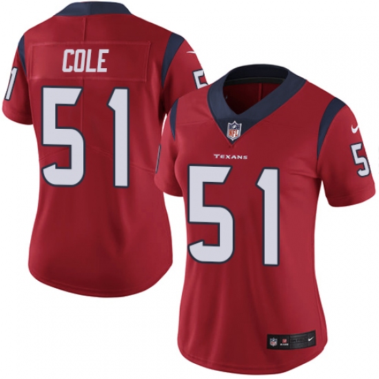 Women's Nike Houston Texans #51 Dylan Cole Red Alternate Vapor Untouchable Limited Player NFL Jersey - Ujersey