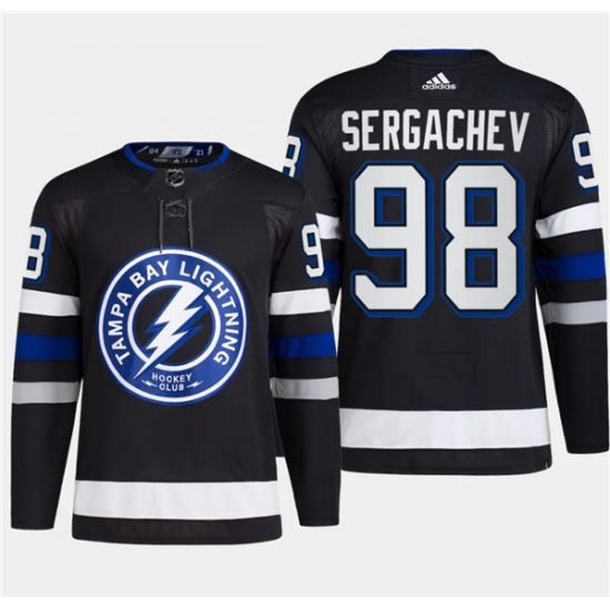 Men's Tampa Bay Lightning #98 Mikhail Sergachev Black 2024 Stadium Series Stitched Jersey - Ujersey