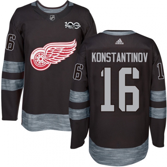 Men's Adidas Detroit Red Wings #16 Vladimir Konstantinov Authentic Black 1917-2017 100th Anniversary NHL Jersey - Ujersey