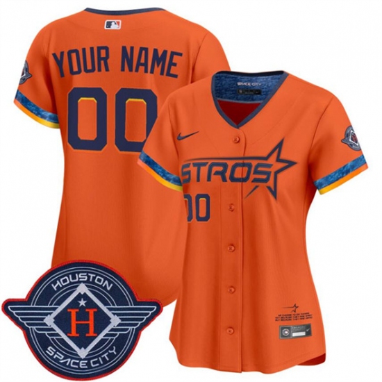 Women's Houston Astros Active Player Custom Orange 2025 City Connect Limited Stitched Baseball Jersey - Ujersey