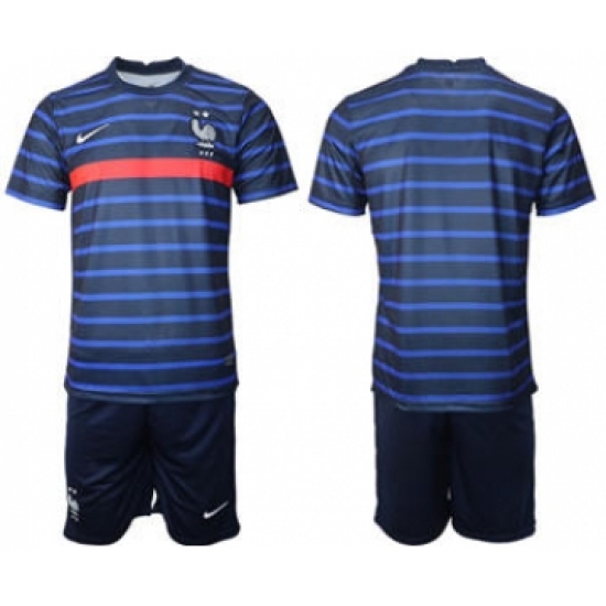 Men's France Custom Euro 2021 Navy Soccer Jersey and Shorts