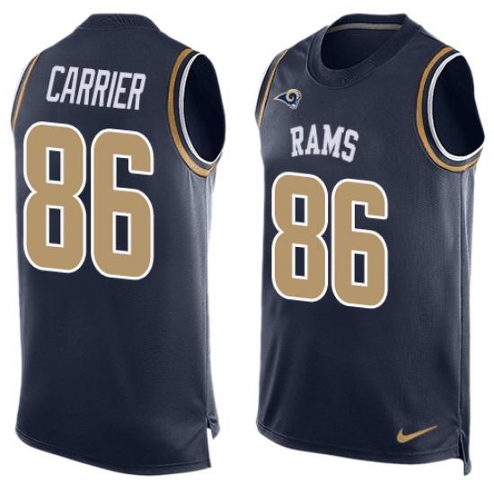 Men's Nike Los Angeles Rams #86 Derek Carrier Limited Navy Blue Player Name & Number Tank Top NFL Jersey - Ujersey