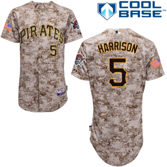 Men's Majestic Pittsburgh Pirates #5 Josh Harrison Authentic Camo Alternate Cool Base MLB Jersey - Ujersey