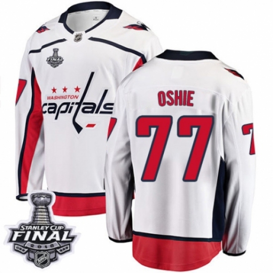 Youth Washington Capitals #77 T.J. Oshie Fanatics Branded White Away Breakaway 2018 Stanley Cup Final NHL Jersey - Ujersey