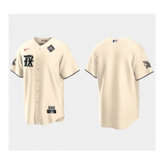 Men's Texas Rangers Blank Cream 2023 World Series City Connect Stitched Baseball Jersey - Ujersey