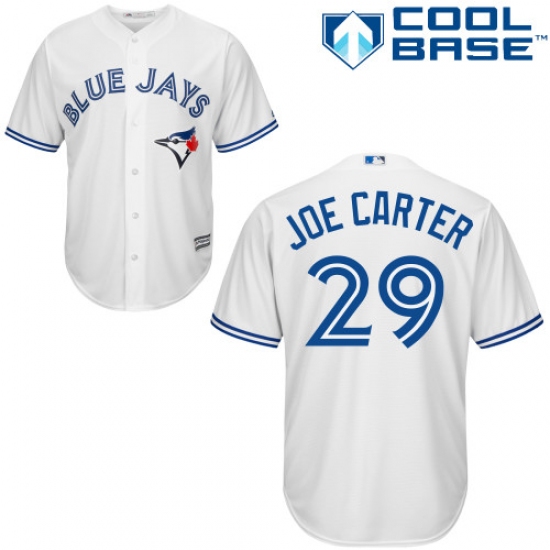 Men's Majestic Toronto Blue Jays #29 Joe Carter Replica White Home MLB Jersey - Ujersey