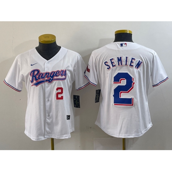 Women's Texas Rangers #2 Marcus Semien Number White 2024 Gold Collection Limited Cool Base Jersey - Ujersey