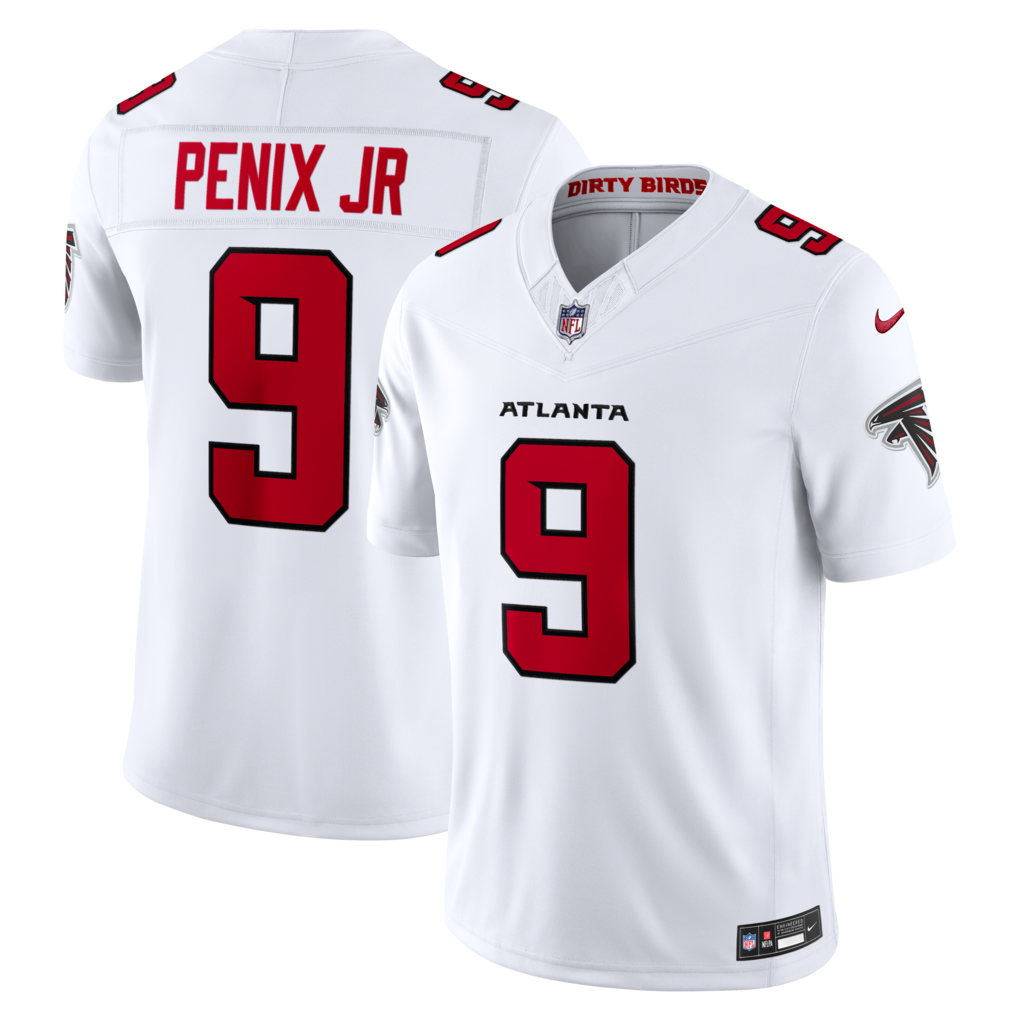Men's Atlanta Falcons Michael Penix Jr. Nike White Vapor F.U.S.E. Sewn Down Limited Jersey