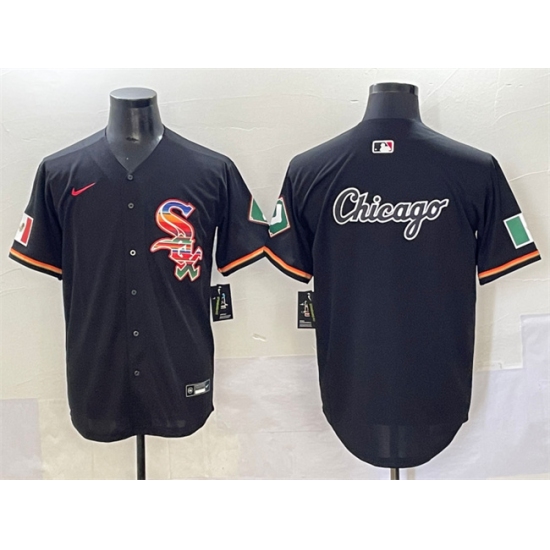 Mens Chicago White Sox Team Big Logo Black Mexico Limited Stitched Jersey - ujerseystore