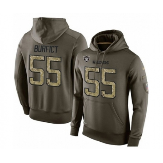 Football Men's Oakland Raiders #55 Vontaze Burfict Green Salute To Service Pullover Hoodie - Ujersey