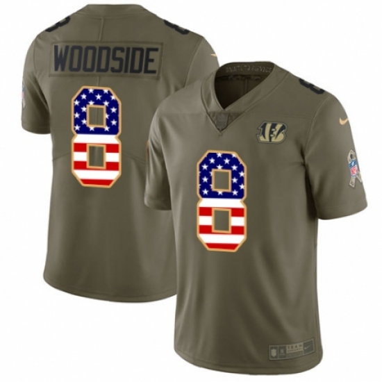 Men's Nike Cincinnati Bengals #8 Logan Woodside Limited Olive/USA Flag 2017 Salute to Service NFL Jersey - Ujersey