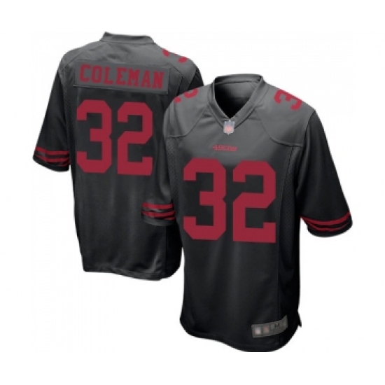 Men's San Francisco 49ers #32 Tevin Coleman Game Black Football Jersey - Ujersey