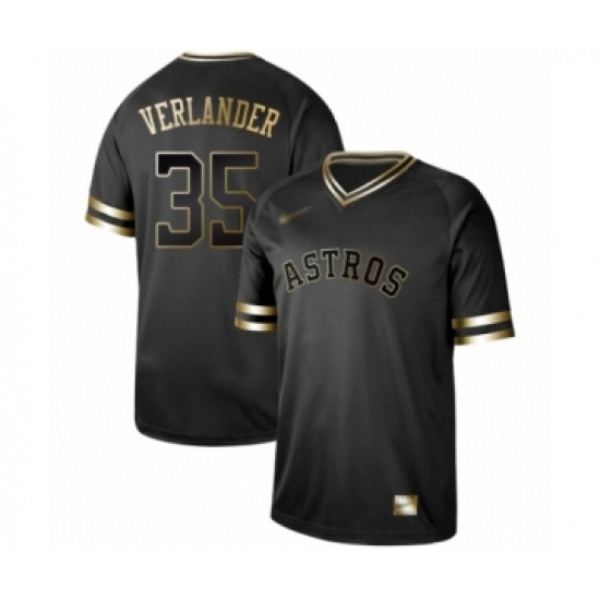 Men's Houston Astros #35 Justin Verlander Authentic Black Gold Fashion Baseball Jersey - Ujersey