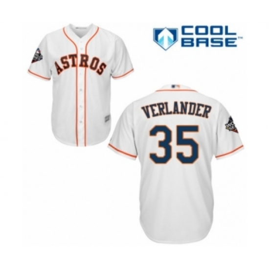 Youth Houston Astros #35 Justin Verlander Authentic White Home Cool Base 2019 World Series Bound Baseball Jersey - Ujersey