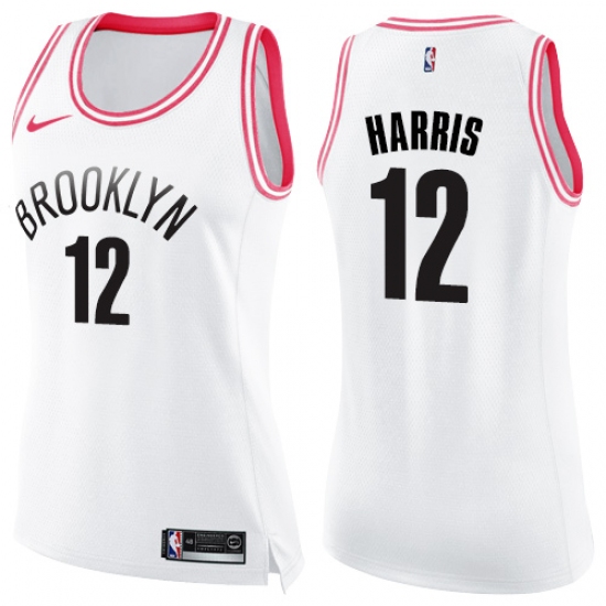 Women's Nike Brooklyn Nets #12 Joe Harris Swingman White Pink Fashion NBA Jersey - Ujersey