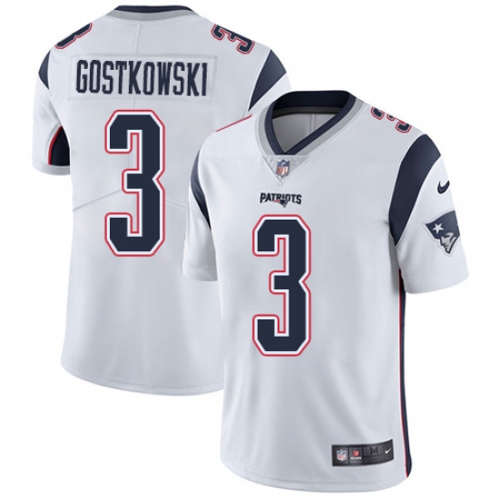 Men's Nike New England Patriots #3 Stephen Gostkowski White Vapor Untouchable Limited Player NFL Jersey - Ujersey