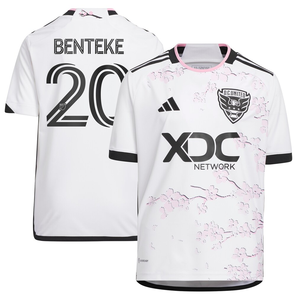 Youth D.C. United Christian Benteke adidas White 2023 The Cherry Blossom Kit Replica Player Jersey - Ujersey