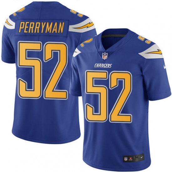 Men's Nike Los Angeles Chargers #52 Denzel Perryman Limited Electric Blue Rush Vapor Untouchable NFL Jersey - Ujersey