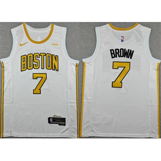 Men's Boston Celtics #7 Jaylen Brown White 2025-26 City Edition Stitched Basketball Jersey - Ujersey