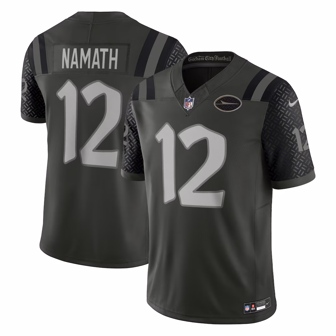 Men's New York Jets Joe Namath Nike Gotham Green 2025 Rivalries Collection Stitched Limited Jersey