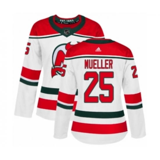 Women's Adidas New Jersey Devils #25 Mirco Mueller Authentic White Alternate NHL Jersey - Ujersey