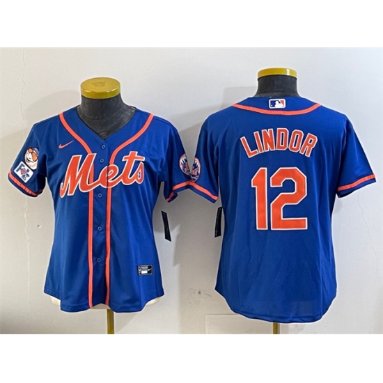Women's New York Mets #12 Francisco Lindor Royal 2025 Spring Training Cool Base Stitched Baseball Jersey(Run Small) - Ujersey